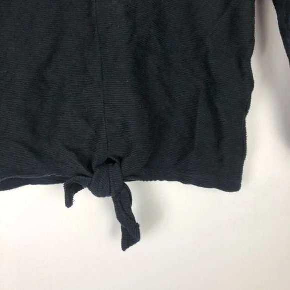 Madewell Texture & Thread Long Sleeve Tie-front Black Top - Picture 5 of 6
